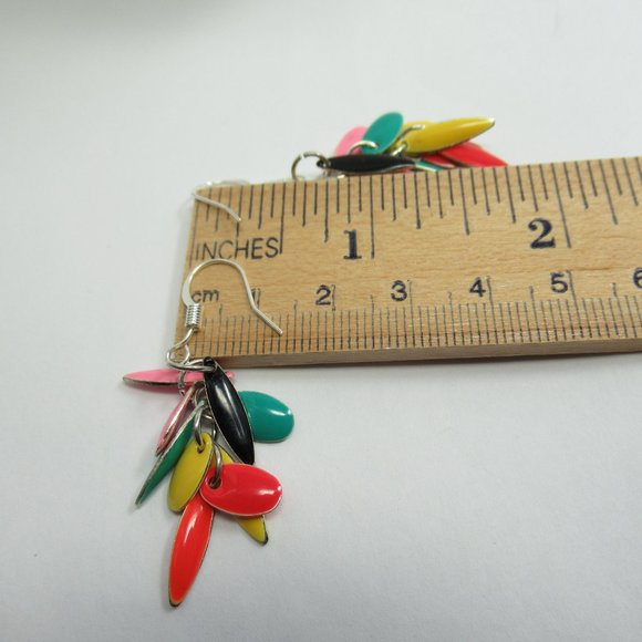Multi colored enamel drop earrings - Picture 6 of 10